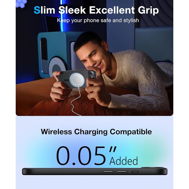 Husa pentru  iPhone 16e cu MagSafe, Ghost Series, frosted - Negru
