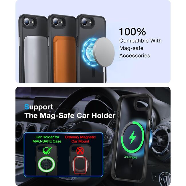 Husa pentru  iPhone 16e cu MagSafe, Ghost Series, frosted - Negru