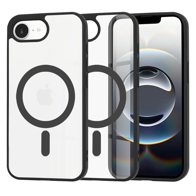 Huse pentru  iPhone 16e cu MagSafe Crystal Clear Back Series - Negru