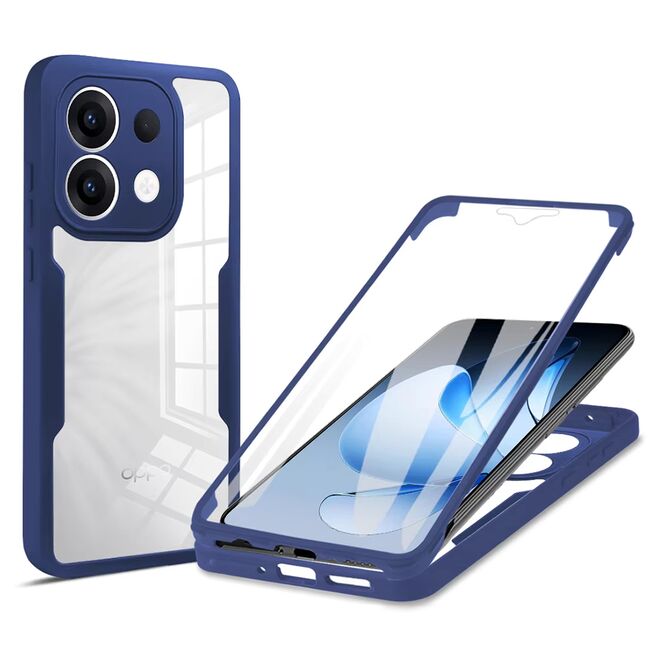 Set 360: Husa cu folie integrata pentru  Oppo Reno 13 Protectie 360 fata / spate - Albastru