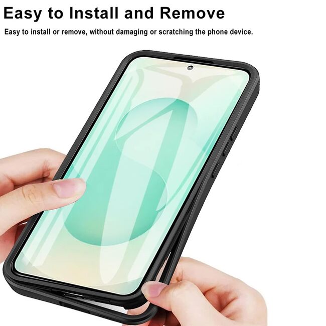Set 360: Husa cu folie integrata pentru  Samsung Galaxy S25 Edge Protectie 360 fata / spate - Albastru