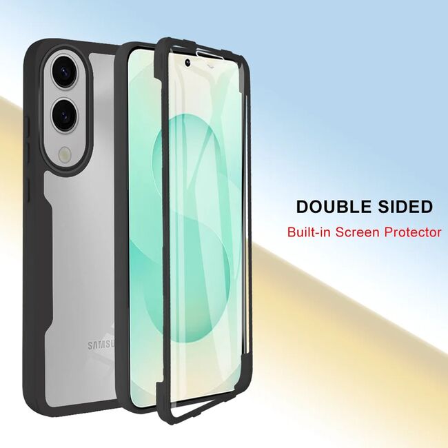 Set 360: Husa cu folie integrata pentru  Samsung Galaxy S25 Edge Protectie 360 fata / spate - Negru