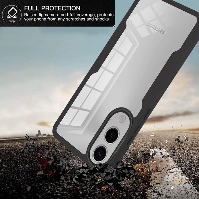 Set 360: Husa cu folie integrata pentru  Samsung Galaxy S25 Edge Protectie 360 fata / spate - Negru