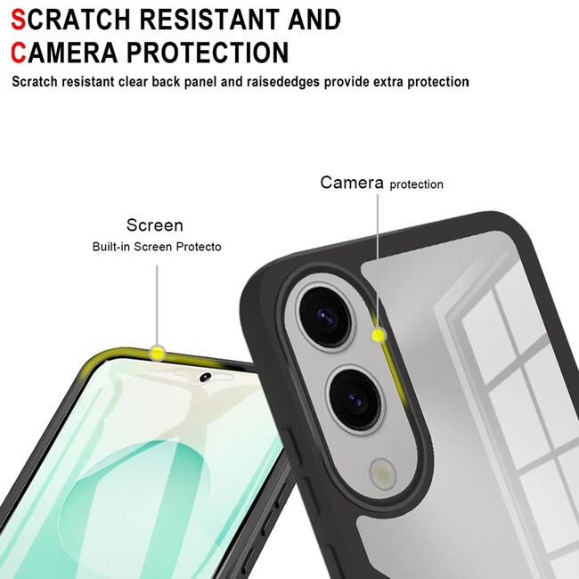 Set 360: Husa cu folie integrata pentru  Samsung Galaxy S25 Edge Protectie 360 fata / spate - Negru