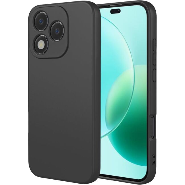 Husa pentru  Honor 400 Lite Liquid Silicone, subțire, captusita cu microfibra, anti amprentă, protectie cameră foto, Negru