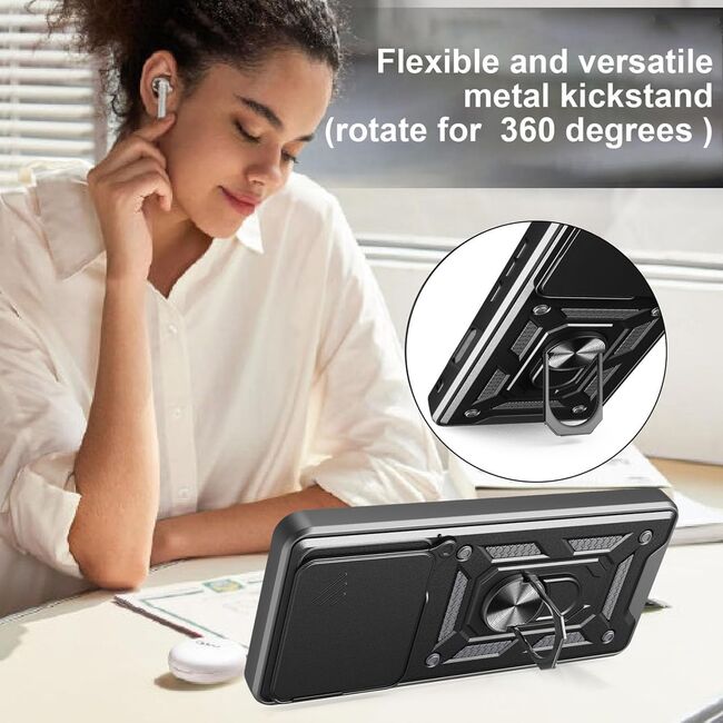 Husa pentru  Honor 400 Lite Ring Armor Kickstand Tough Rugged Cover cu protectie camera, Roz