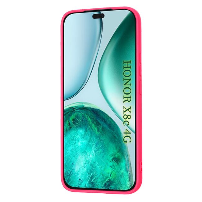 Husa pentru  Honor X8c Liquid Silicone, subțire, captusita cu microfibra, anti amprentă, protectie cameră foto, Fucsia
