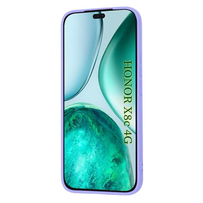 Husa pentru  Honor X8c Liquid Silicone, subțire, captusita cu microfibra, anti amprentă, protectie cameră foto, Lavanda