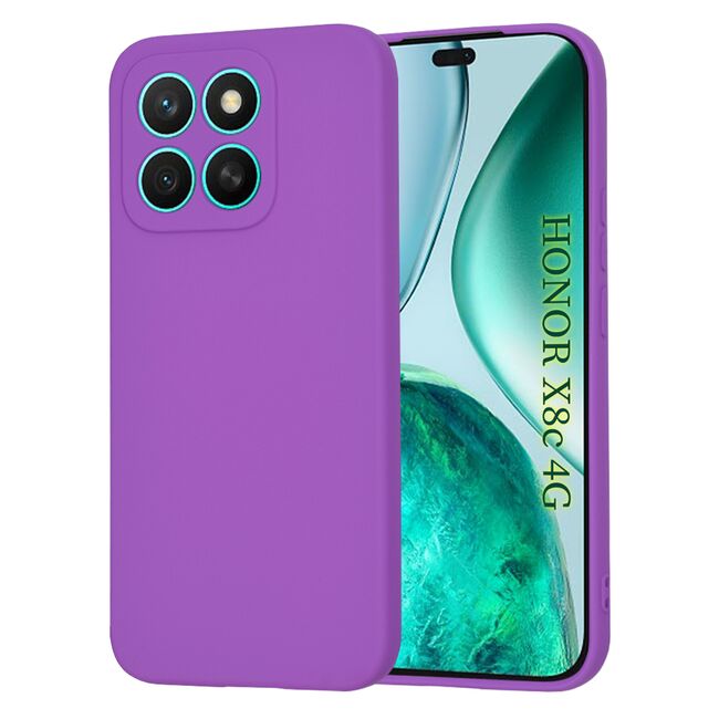 Husa pentru  Honor X8c Liquid Silicone, subțire, captusita cu microfibra, anti amprentă, protectie cameră foto, Mov
