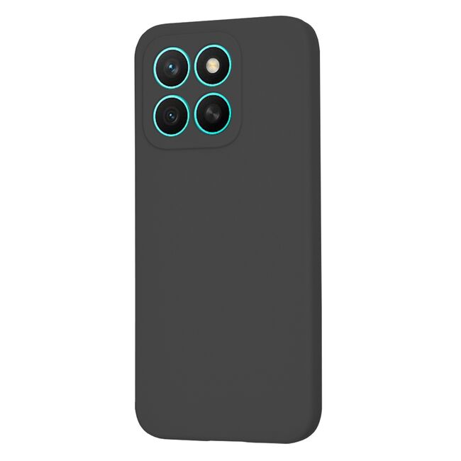 Husa pentru  Honor X8c Liquid Silicone, subțire, captusita cu microfibra, anti amprentă, protectie cameră foto, Negru