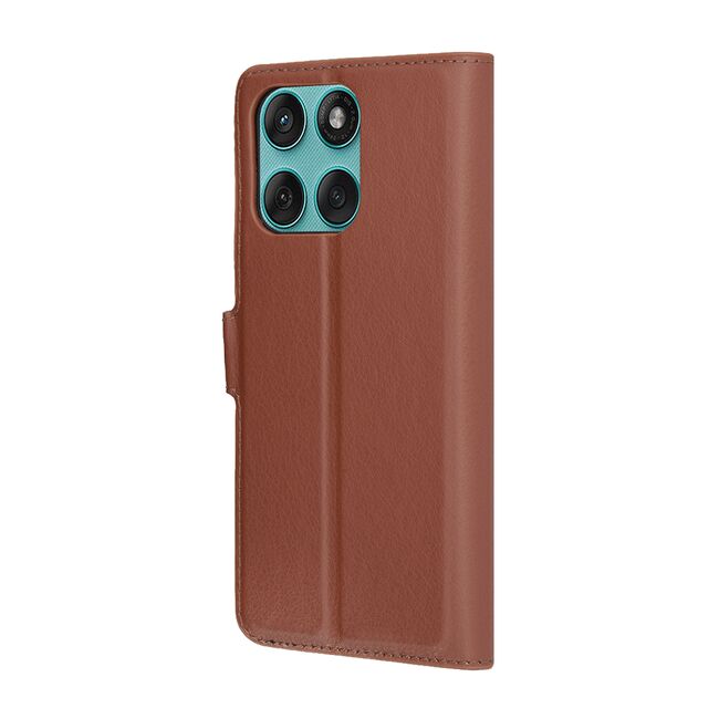 Husa pentru  Motorola Edge 60 Fusion tip carte cu inchidere magnetica, compartimente pentru carduri si functie stand, Maro