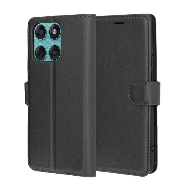 Husa pentru  Motorola Edge 60 Fusion tip carte cu inchidere magnetica, compartimente pentru carduri si functie stand, Negru