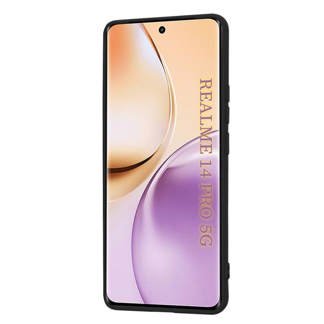 Husa pentru  Realme 14 Pro 5G Liquid Silicone, subțire, captusita cu microfibra, anti amprentă, protectie cameră foto, Negru