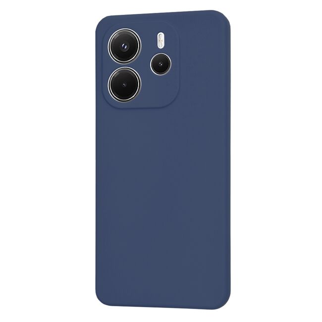 Husa pentru  Xiaomi Redmi Note 14 4G Liquid Silicone, subțire, captusita cu microfibra, anti amprentă, protectie cameră foto, Albastru