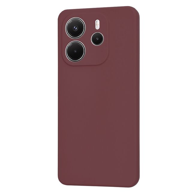 Husa pentru  Xiaomi Redmi Note 14 4G Liquid Silicone, subțire, captusita cu microfibra, anti amprentă, protectie cameră foto, Bordeaux