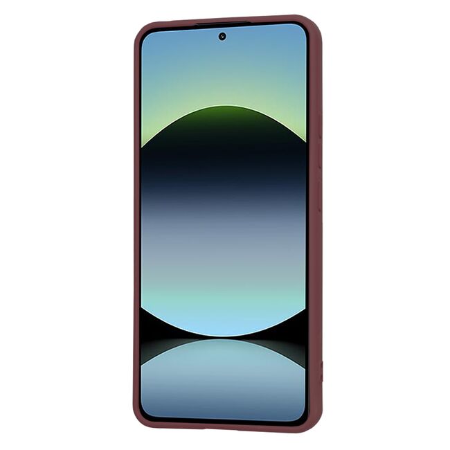 Husa pentru  Xiaomi Redmi Note 14 4G Liquid Silicone, subțire, captusita cu microfibra, anti amprentă, protectie cameră foto, Bordeaux
