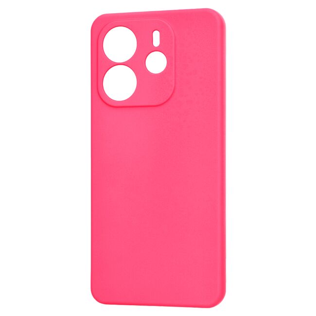Husa pentru  Xiaomi Redmi Note 14 4G Liquid Silicone, subțire, captusita cu microfibra, anti amprentă, protectie cameră foto, Fucsia