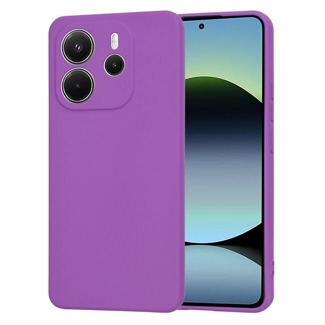 Husa pentru  Xiaomi Redmi Note 14 4G Liquid Silicone, subțire, captusita cu microfibra, anti amprentă, protectie cameră foto, Mov