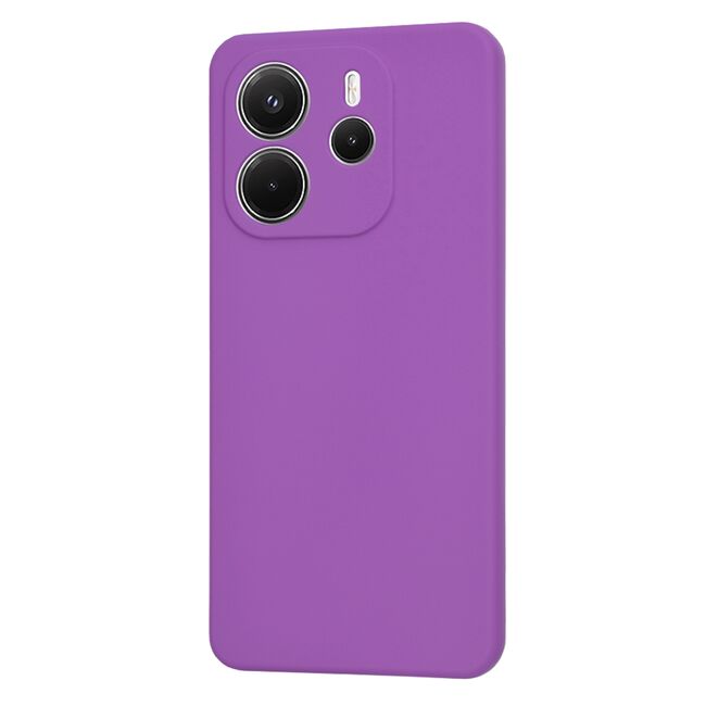Husa pentru  Xiaomi Redmi Note 14 4G Liquid Silicone, subțire, captusita cu microfibra, anti amprentă, protectie cameră foto, Mov
