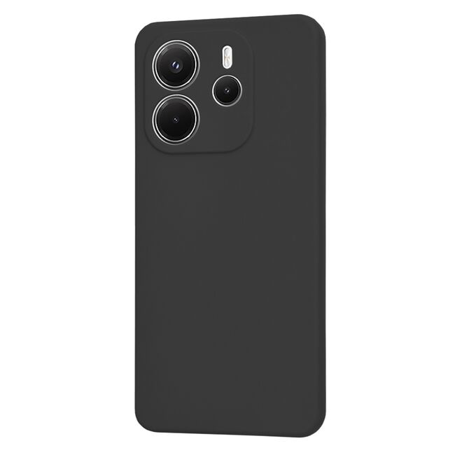 Husa pentru  Xiaomi Redmi Note 14 4G Liquid Silicone, subțire, captusita cu microfibra, anti amprentă, protectie cameră foto, Negru