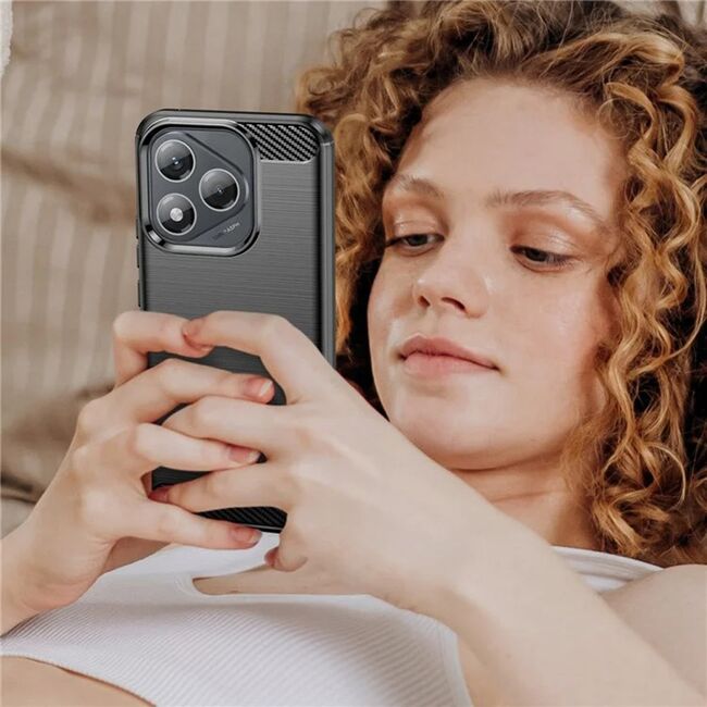 Husa pentru Honor 400 Lite Carbon Liquid Silicone, Negru