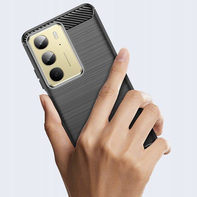Husa pentru Realme C75 Carbon Liquid Silicone, Negru