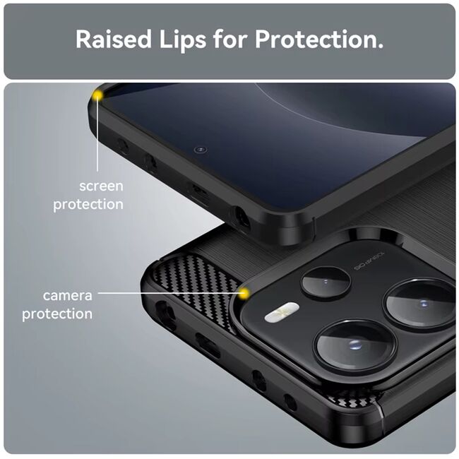 Husa pentru Xiaomi Redmi Note 14S Carbon Liquid Silicone, Negru