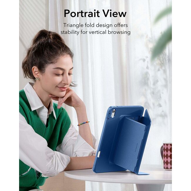 Husa pentru iPad 11 2025 ESR - Flip Hybrid Folio cu functie sleep / wake-up, tip stand si slot pentru stylus - Albastru