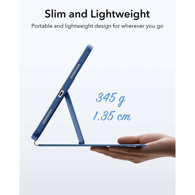 Husa pentru iPad 11 2025 ESR - Flip Hybrid Folio cu functie sleep / wake-up, tip stand si slot pentru stylus - Albastru