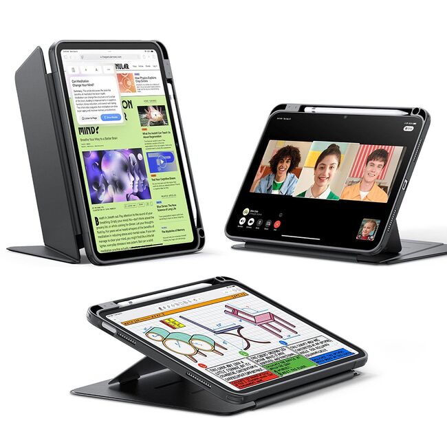 Husa pentru iPad 11 2025 ESR - Flip Hybrid Folio cu functie sleep / wake-up, tip stand si slot pentru stylus - Negru