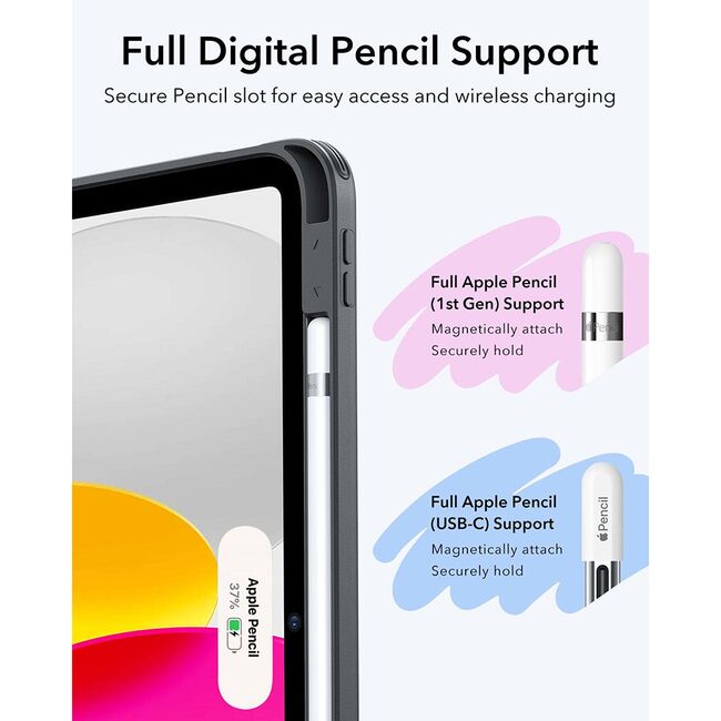 Husa pentru iPad 11 2025 ESR - Flip Hybrid Folio cu functie sleep / wake-up, tip stand si slot pentru stylus - Negru