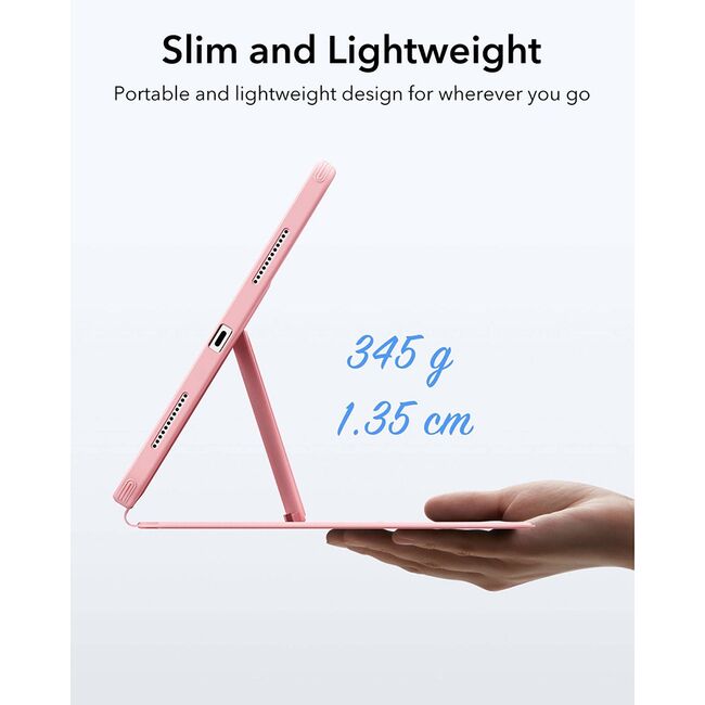 Husa pentru iPad 11 2025 ESR - Flip Hybrid Folio cu functie sleep / wake-up, tip stand si slot pentru stylus - Roz