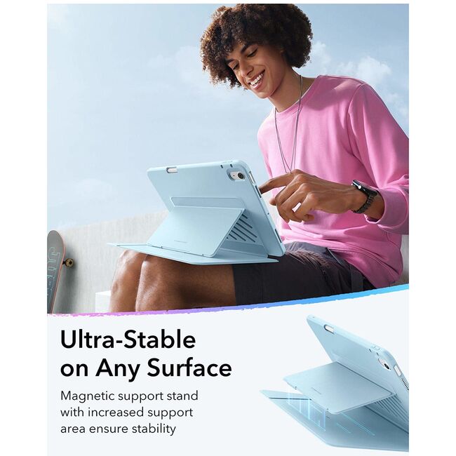 Husa pentru iPad Air 11 2024 / 2025​ M2, M3 ESR - Flip Hybrid Folio cu functie sleep / wake-up, tip stand si slot pentru stylus - Albastru