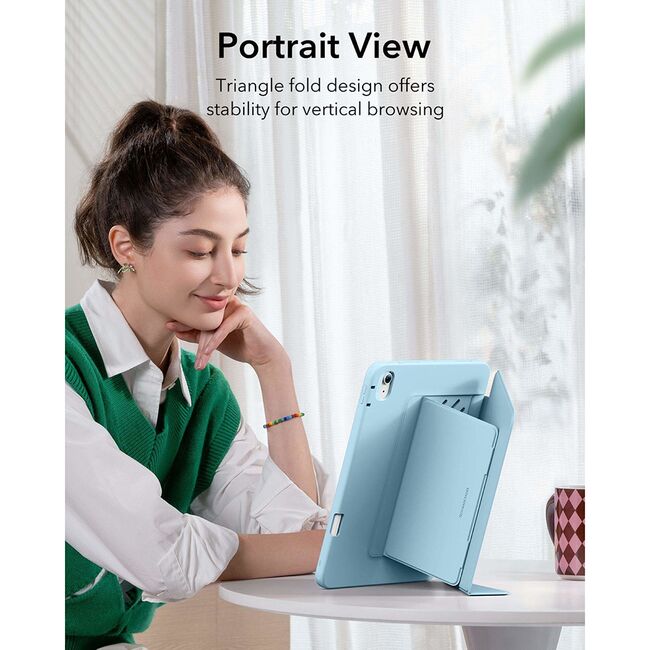 Husa pentru iPad Air 13 (2024, 2025) ESR - Flip Hybrid Folio cu functie sleep / wake-up, tip stand si slot pentru stylus - Albastru