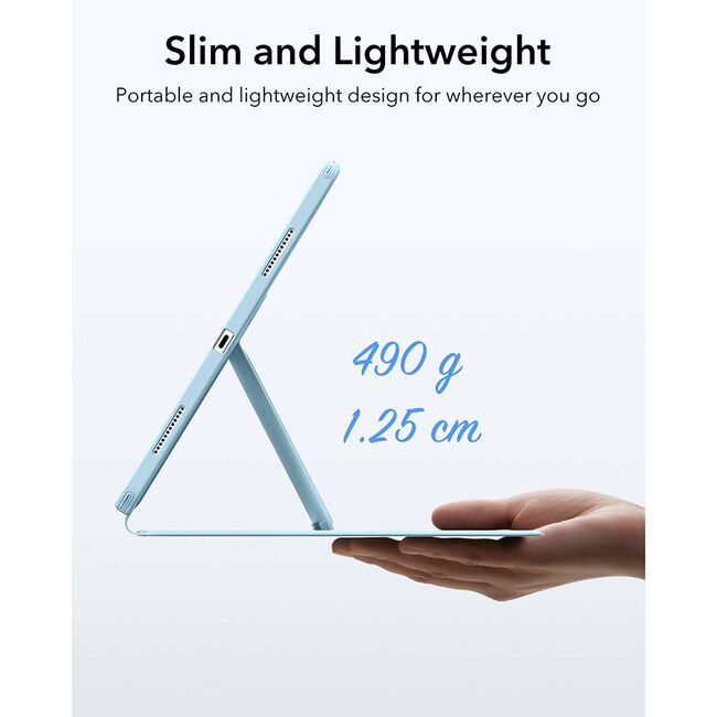Husa pentru iPad Air 13 (2024, 2025) ESR - Flip Hybrid Folio cu functie sleep / wake-up, tip stand si slot pentru stylus - Albastru