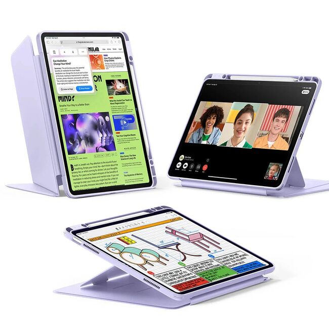 Husa pentru iPad Air 13 (2024, 2025) ESR - Flip Hybrid Folio cu functie sleep / wake-up, tip stand si slot pentru stylus - Mov