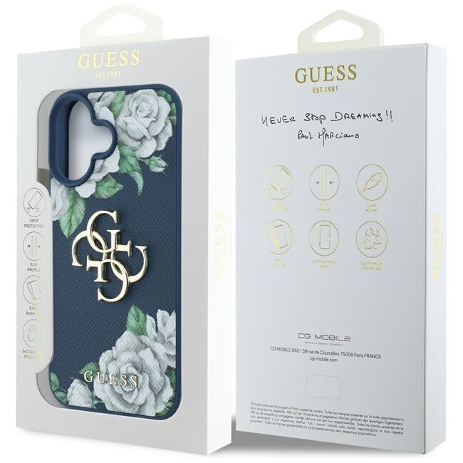 Husa premium pentru  iPhone 16 Guess Elegance Series - Albastru