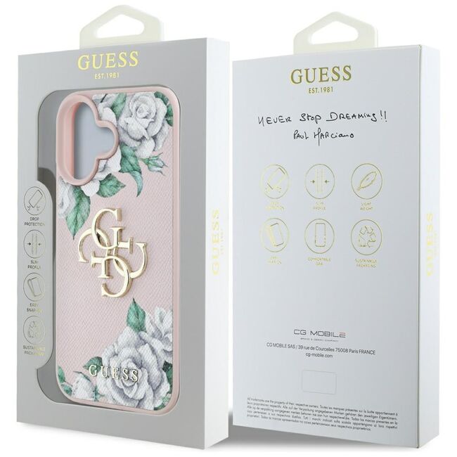 Husa premium pentru  iPhone 16 Guess Elegance Series - Roz