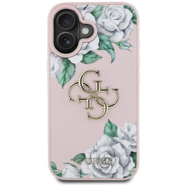 Husa premium pentru  iPhone 16 Guess Elegance Series - Roz