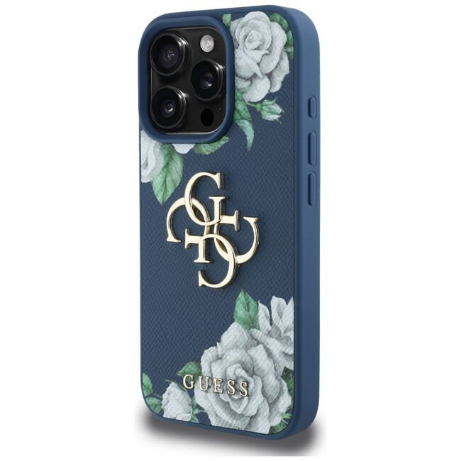 Husa premium pentru  iPhone 16 Pro Guess Elegance Series - Albastru