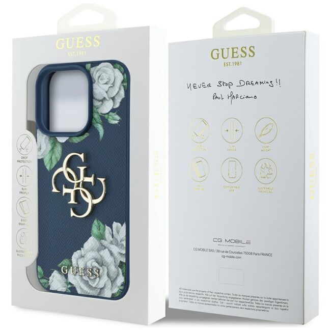 Husa premium pentru  iPhone 16 Pro Guess Elegance Series - Albastru