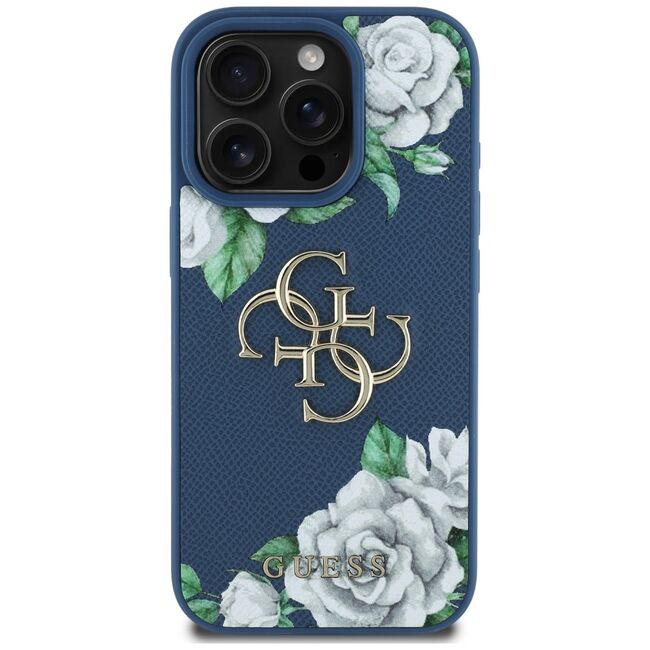 Husa premium pentru  iPhone 16 Pro Guess Elegance Series - Albastru