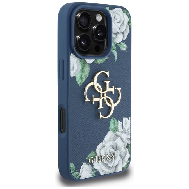 Husa premium pentru  iPhone 16 Pro Guess Elegance Series - Albastru