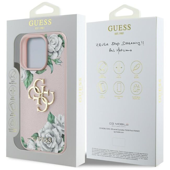 Husa premium pentru  iPhone 16 Pro Max Guess Elegance Series - Roz