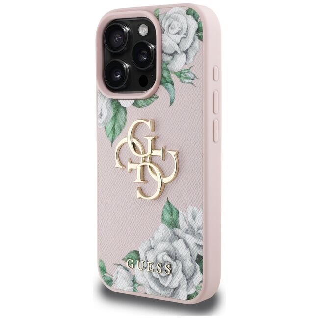 Husa premium pentru  iPhone 16 Pro Max Guess Elegance Series - Roz