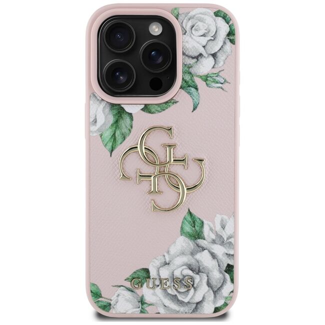 Husa premium pentru  iPhone 16 Pro Max Guess Elegance Series - Roz