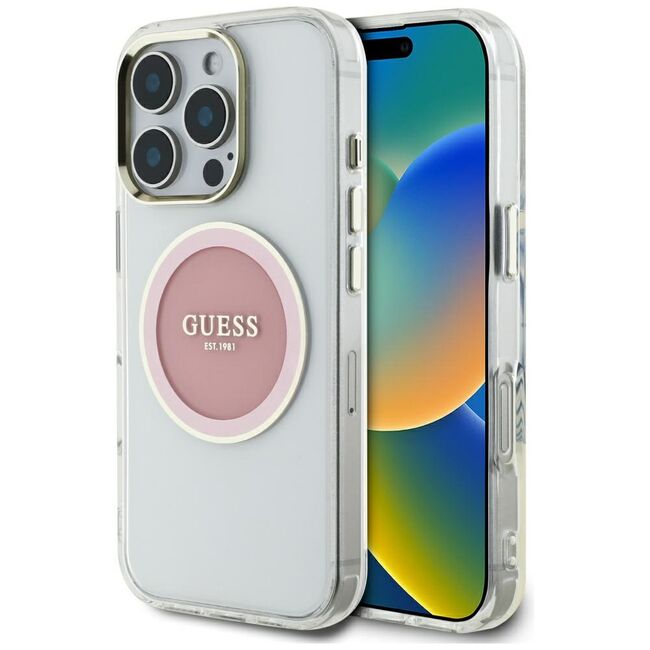 Husa premium pentru  iPhone 16 Pro Max compatibila MagSafe Guess Luxury Series - Alb