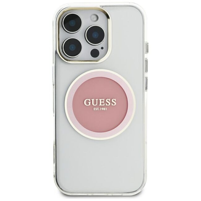 Husa premium pentru  iPhone 16 Pro Max compatibila MagSafe Guess Luxury Series - Alb