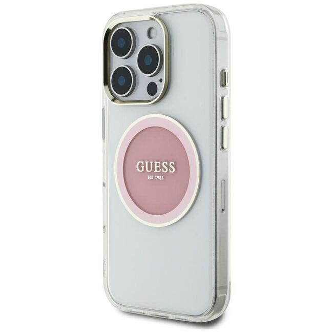Husa premium pentru  iPhone 16 Pro Max compatibila MagSafe Guess Luxury Series - Alb