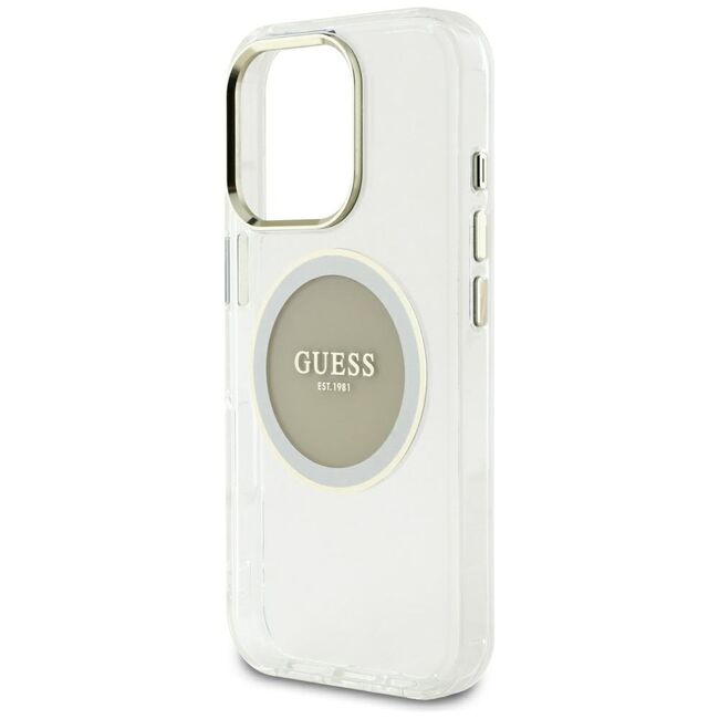 Husa premium pentru  iPhone 16 Pro Max compatibila MagSafe Guess Luxury Series - Argintiu